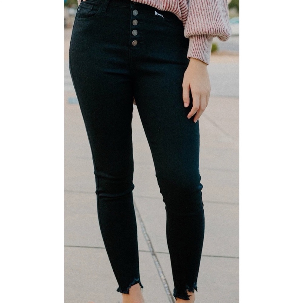 Kan Can Miranda Fly Button Black Skinny Jeans
